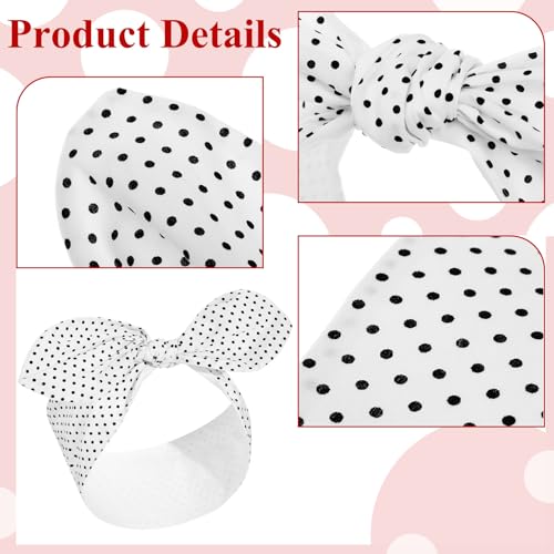 Hicarer 2 Pieces Polka Dot Headband Bandana Headband 50s Costume Hair Accessories Bows Wide Head Wrap for Women(Red, White,Small Dots) - color: Red, White, style: Small Dots