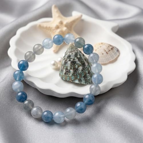 Crystal Bracelets, Bracelet for Women, Nature Crystal Stretch Elastic Bracelet, Nature Gemstone-8mm, Healing Stone Bracelets, Jewelry Gifts for Women, Holiday - color: Blue
