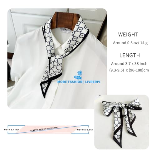 Hair Head Neck Bag Long Scarf Versatile Wrap for Women Soft & Lightweight for Everyday Chic - color: 30 Black Small Flower 3.7 X 38 Inch