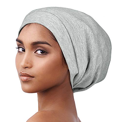 Alnorm Slouchy Beanie Casual Bonnet Satin Lined Hair Wrap Knit Beanie Cap Light Grey - color: Light Grey
