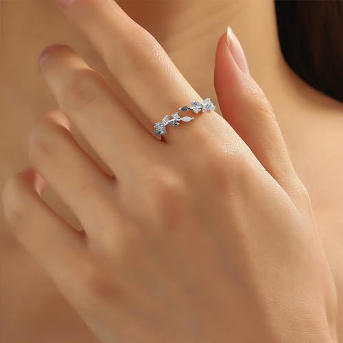 Dainty Rings Open Adjustable Ring Leaf Ring for Women Dainty Stackable Rings for Women - color: Silver