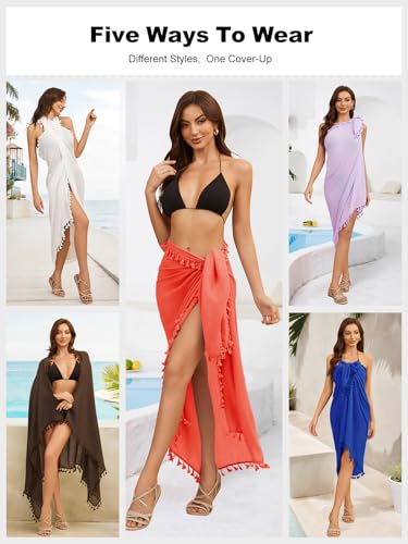 QIANXIZHAN Women's Swimsuit Cover Up,Beach Sarong Wrap Bottom Coverup for Women Short Skirt - color: Tassels Fruitgreen