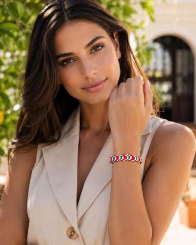 Iran Bracelet for Men Women Country Flag Color Wrist Wrap Bracelet Boho Green White and Red Patriotic String Thread Bracelets Iranian Protection and Lucky Jewelry Accessories - color: A3:Iran Bracelet