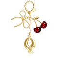 Cute Initial Cherry, Bow, Heart & More Styles - Personalized Keychain Bag Charms & Purse Accessories for Handbags - color: Red Cherry, style: Q