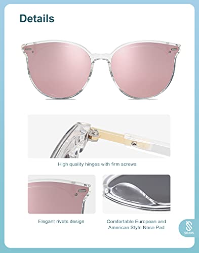 SOJOS Sunglasses Womens Trendy 2025 Classic Round Retro Vintage Shades Large Frame Sunnies SJ2067 - color: Clear