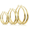 EXGOX Sterling Silver Hoop Earrings - Hypoallergenic, Lightweight, Chunky, 14K Real Gold Plated, Big Large Hoops for Women - color: 40/50/60mmGold