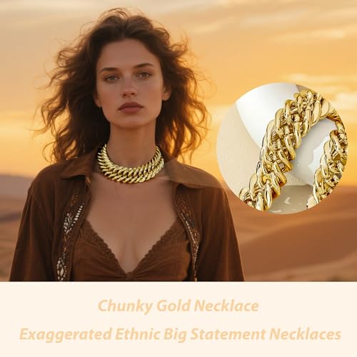 choice of all Chunky Gold Necklace Statement Necklace for Women Punk Chain Thick Gold Choker Jewelry Trendy Birthday Gifts - color: M:Gold