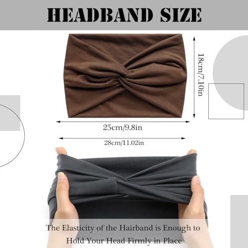 Wide Headbands for Women Black Stylish Head Wraps Boho Extra Large Hairbands Yoga Sport Workout Head Wraps Hair Twisted Knot Accessories for Women and Girls - color: Black&White&Brown