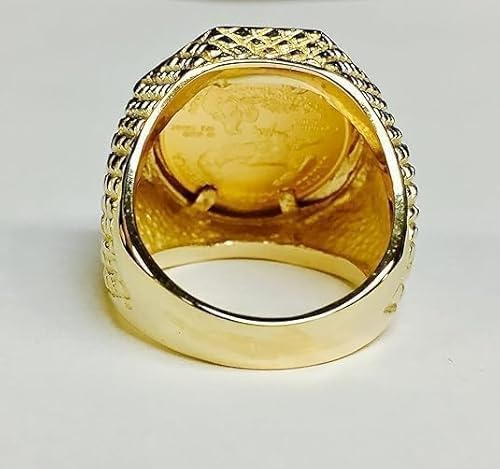 Pretty Jewels08 Men's Engagement Ring, 925 Sterling Silver, American Liberty Coin, 14k Yellow Gold Finish - color: Rose