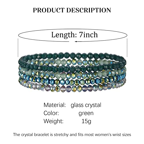 Noessla Beaded Boho Stretch Bracelet Colorful Stackable Crystal Beads Bracelets Trendy Costume Jewelry Mothers Day Gifts for Women - color: Green
