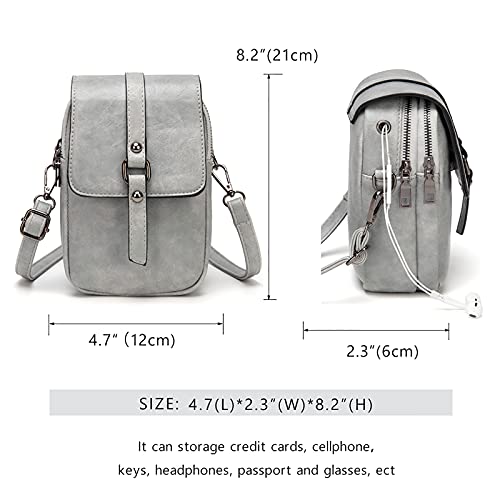 myfriday Vintage Crossbody Phone Bag for Women, Small PU Leather Shoulder Purse and Handbag - color: A-03-grey