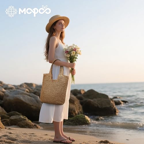 Crochet Beach Bags for Women Woven Purses Shoulder Bag Tote Handbag Summer Beach Purse - color: Wy11-brown