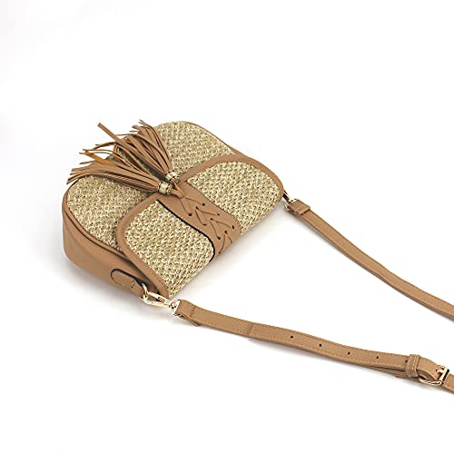 Goclothod Women Crochet Fringed Shoulder Bag Cotton Tassel Crossbody Bag Hippie Beach Purse - color: X-tassels