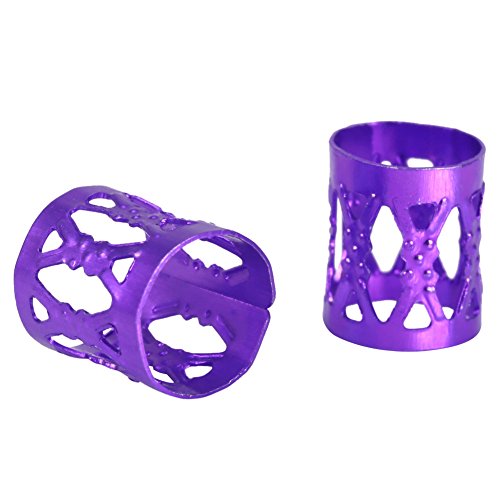 100PCS Braiding Beads Metal Cuffs,New Colorful Dreadlocks Beads Hair Braid Rings Clips Dread Locks, Rings Cuff Hair Decoration Braiding Filigree Tube Hair Jewelry () - color: purple
