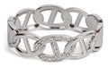 SPUNKYsoul Chain Link Buckle With Rhinestones Cuff Bracelet in Gold, Silver Rose Gold and Gun Metal for Women - style: Silver Oval with Line and Rhinestones