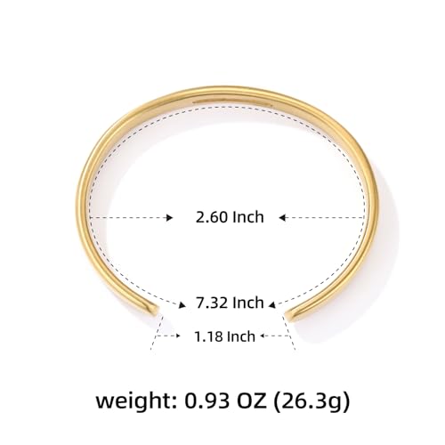 BE & CHEERY Gold Bangle Bracelet for Women, 14k Gold Plated Open Bangle, Stackable Stainless Steel Cuff Bracelets, Chunky Fashion Jewelry for Women, Trendy Elegant Design Bangle as Gifts - style: Short cut out