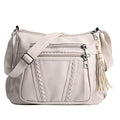 ELDA Crossbody Bags For Women Pocketbooks Soft PU Leather Purses and Handbags Multi Pocket Shoulder Bag - color: Cream Beige