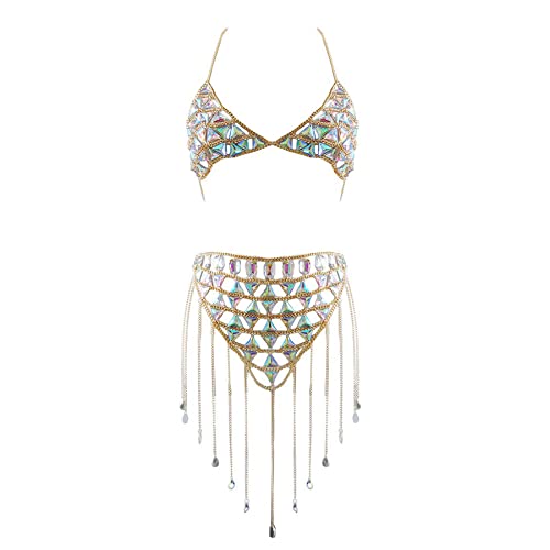 Women's Sexy Suit Body Chain - color: Gold