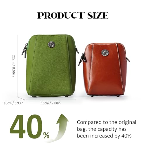 Genuine Leather Small Crossbody Bags for Women | Lightweight Shoulder Purse, Designer Handbag with Adjustable Strap, Casual Travel Everyday Bag - color: Green-new