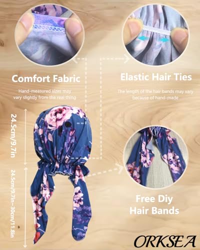 Chemo Headwear for Women Pre-Tied Head Scarf Headwraps Soft Turbans Cancer Hats Chemo Beanie Coverings Scarves - color: Blue