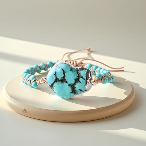 YGLINE Natural Stone Bracelet 5 Wraps Bracelet Handmade Blue Color Boho Bracelet for Women Bracelet - color: blue