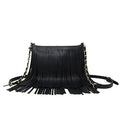 Solene Fringe Crossbody Shoulder Bag with Strap, Tassel Messenger bag, Country Style Western Fringe Purse for Women - color: Black