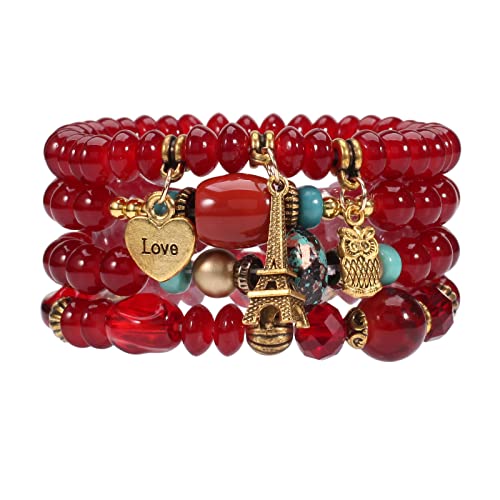 Bracelets Bohe Multilayer Chain Tassel Stackable Charm Stretch Statement Bracelet Set - color: Color3