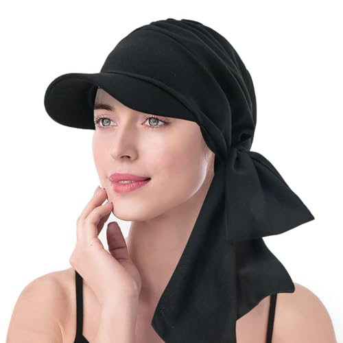 XYIYI Chemo Headwear for Womens Cancer Patients, Head Scarf Chemotherapy Headwraps Hat - color: Black