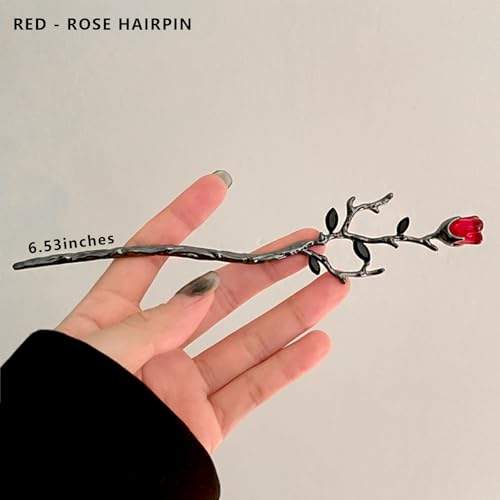 2 Pcs Hair sticks for buns,French hair pins for women,Buns and Updos with No Hair Damage,Metal Rose French Pin Great Hold,Suitable for fine & thick hairUS297