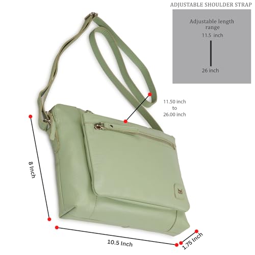 Leather Crossbody Bags for Women Small Soft Genuine Pebbled Sling Shoulder Handbag Crossover Purse with Full Adjustable Strap (Mint Nappa) - color: Mint Nappa