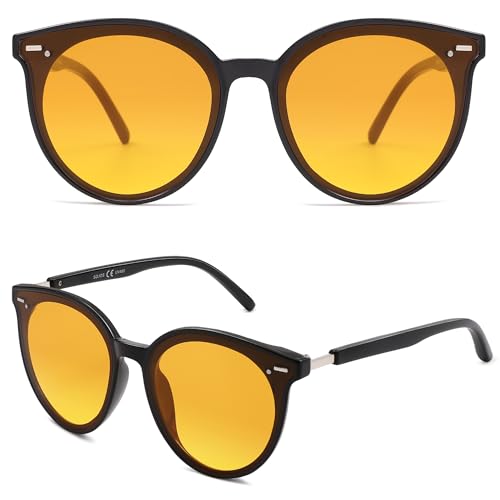 SOJOS Sunglasses Womens Trendy 2025 Classic Round Retro Vintage Shades Large Frame Sunnies SJ2067 - color: Orange