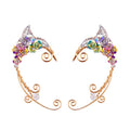 Elf Ear Cuffs, OwMell Handcraft Silver Pointed Fairy Elven Cosplay Fantasy Costume Bridal Wedding Earrings for Non Pierced Ears - style: Colorful Flowers