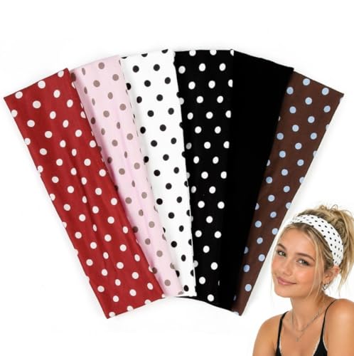 TERSE Polka Dot Headbands for Women Trendy Women Hair Accessories: Cute Head Bands for Women's Hair Fashion Hairbands 6PCS - color: Headbands Color- Polka Dot Print