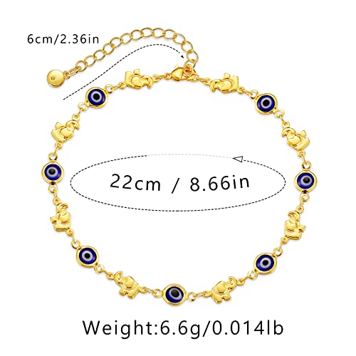 Yumikoo 18k Gold Plated Anklet Ankle Bracelets for Women - style: Evil Eye Lucky Elephant
