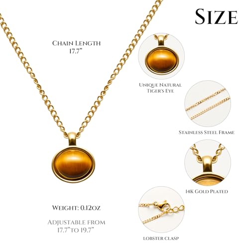 14k gold Vintage Tiger's Eye Pendant Necklace - size: Small