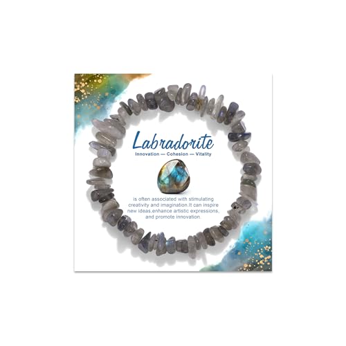 Natural Gemstone Beads Bracelets Healing Crystal Stone Beaded Bracelet for Women Men Handmade Spiritual Jewelry Gifts - color: Labradorite, size: Chips Beads