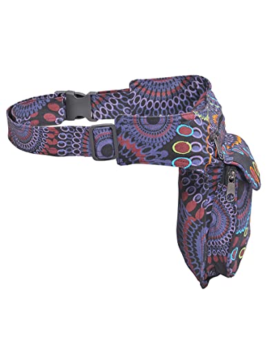 The Collection Royal Handmade Festival Waistpack Boho Hippie Waist Bag Hip Bum Running Belt Fanny Pack Travel Utility Belt (Blk+Prpl) - color: Blk+Prpl