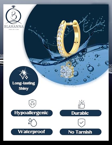 Moissanite Earrings, Sterling Silver Hoop Earring 1.0ct-2.0ct D Color Brilliant Hypoallergenic Earring for Women Men Drop Dangle Moissanite Leverback Mother's Day Gift - color: 1.0 carats(0.5ct*2)-Gold