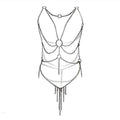 ADESUGATA Sexy Woman Tassel Body Harness Chain Cross Enticing Tassel Body Link Harness Metal Chain Sexy Lingerie Set - color: D