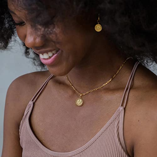Yoosteel Layered Initial Necklaces for Women Trendy - 14K Gold-Plated Dainty Layering Paperclip Chain Coin Initial Necklace Jewelry Gifts for Women Mom Wife Teen Girls - color: Gold, style: J