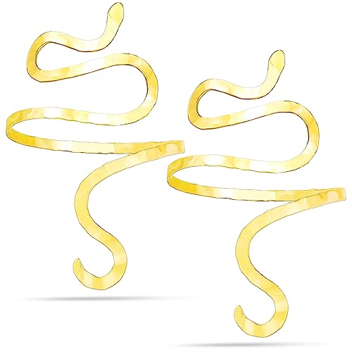 QuneusHot 2 Piece Snake Arm Cuff Cleopatra Serpent Upper Arm Band Spiral Armlet Bracelet Egyptian Costume Jewelry Bangle for Women Men - color: #01 Gold spiral