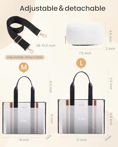 LOVEVOOK laptop bag for women 15.6 inch large canvas work tote bags with Clutch Purse water resistant computer bags for laptops for women Business Office Travel college Casual, Black White Brown - color: Black White Brown, size: 15.6 Inch