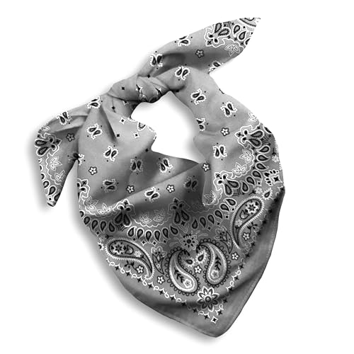 Gift Packaging Bandana for Men Women - 100% Cotton, Paisley, 22x22 In, 1 Pack - Large Bandanna Handkerchief Cowboy Hanky - color: Grey