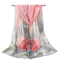 Xyueanlo Women's Chiffon Scarf Lightweight Scarves Fashion Elegant Floral Print Scarfs Shawls - color: Grey