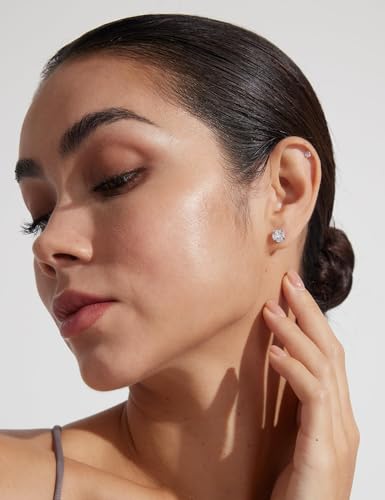 6 Pairs Stud Earrings Set, Hypoallergenic Cubic Zirconia 316L Earrings Stainless Steel CZ Earrings 3-8mm - color: A-003-Silver