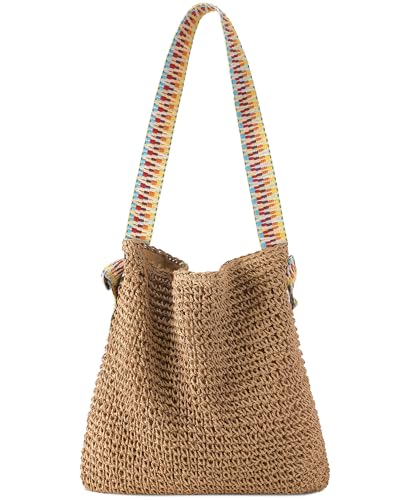 fauson Beach Bags for Women - Straw Bag Tote Bags Casual Boho Large Summer Crossbody Shoulder Handbags Purse - color: Multi