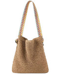 fauson Beach Bags for Women - Straw Bag Tote Bags Casual Boho Large Summer Crossbody Shoulder Handbags Purse - color: Multi