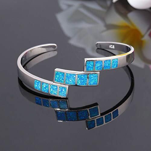 CiNily Womens Cuff Bracelet,Opal Bangle Bracelets Gold Plated Hypoallergenic Ladies Gemstone Open Cuff Bangle Bracelet - color: cuff bracelet-blue