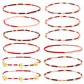 Dainty Gold Beaded Star Bracelets Stack for Women,Handmade Boho Colorful Beads Bracelet Fashion Prom Holiday Jewelry Gift Friendship Family - color: Red