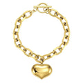 Emibele Heart Charm Bracelet for Women, Bible Verse Bracelet Stainless Steel 18K Gold Plated Bracelet Love Pendant Link Chain OT Clasp, Birthday Christmas Jewelry Gift for Mother Her - color: B Gold